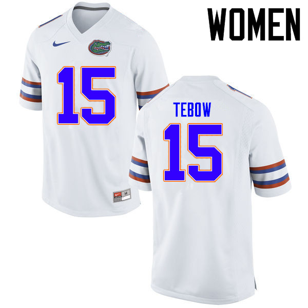 Women Florida Gators #15 Tim Tebow College Football Jerseys Sale-White